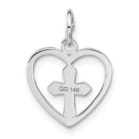 14k White Gold Cross in Heart Charm-CH133