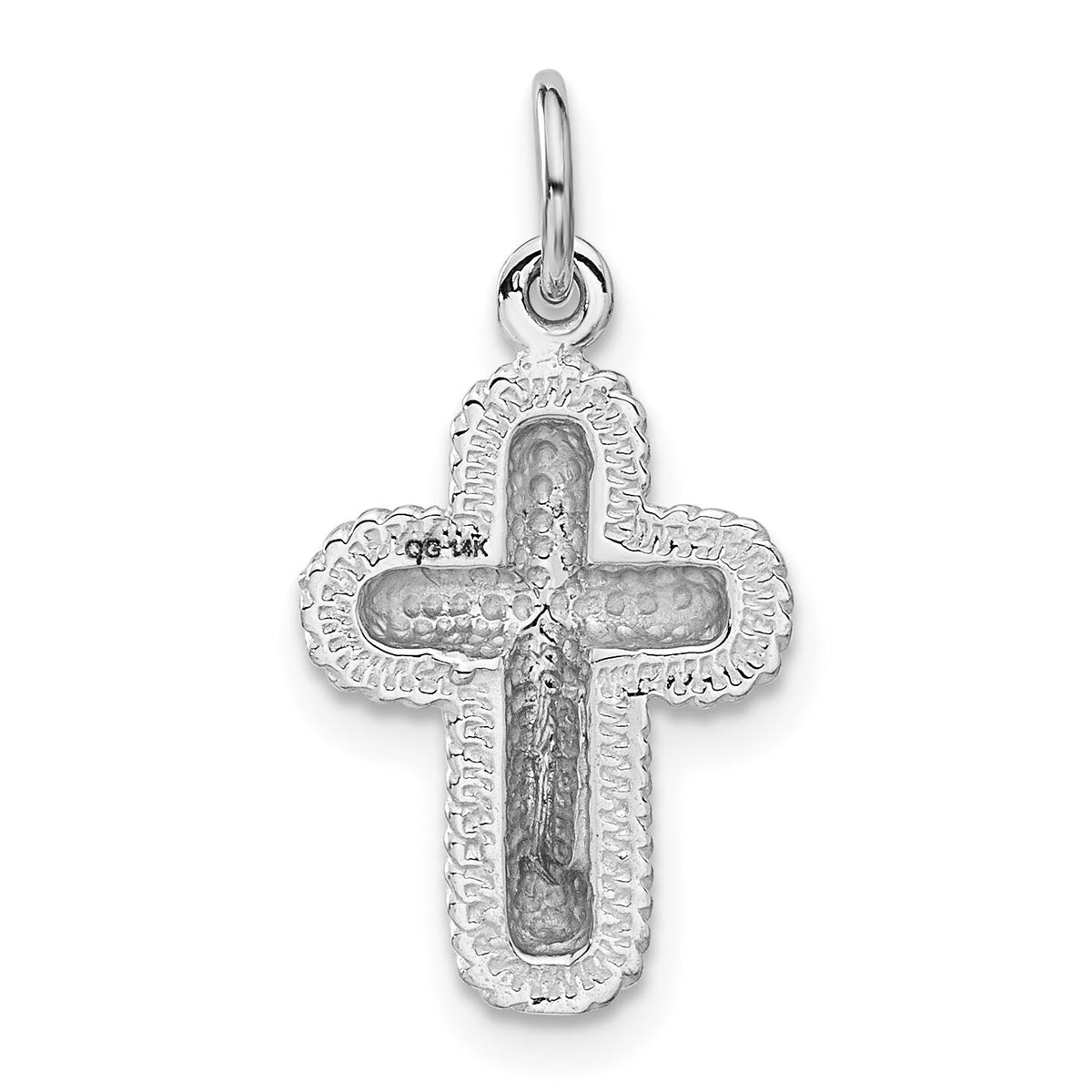 14k White Gold Polished Cross Charm-CH136