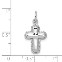 14k White Gold Polished Cross Charm-CH136