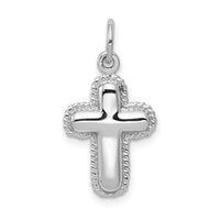 14k White Gold Polished Cross Charm-CH136