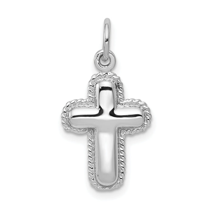 14k White Gold Polished Cross Charm-CH136
