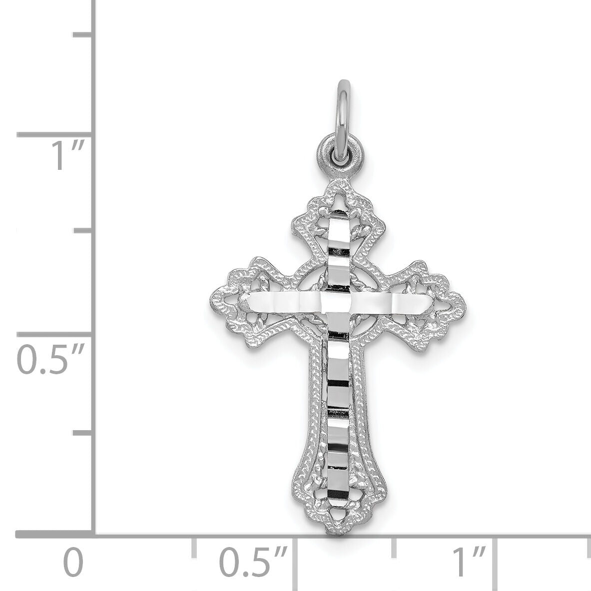 14k White Gold Cross Charm-CH137