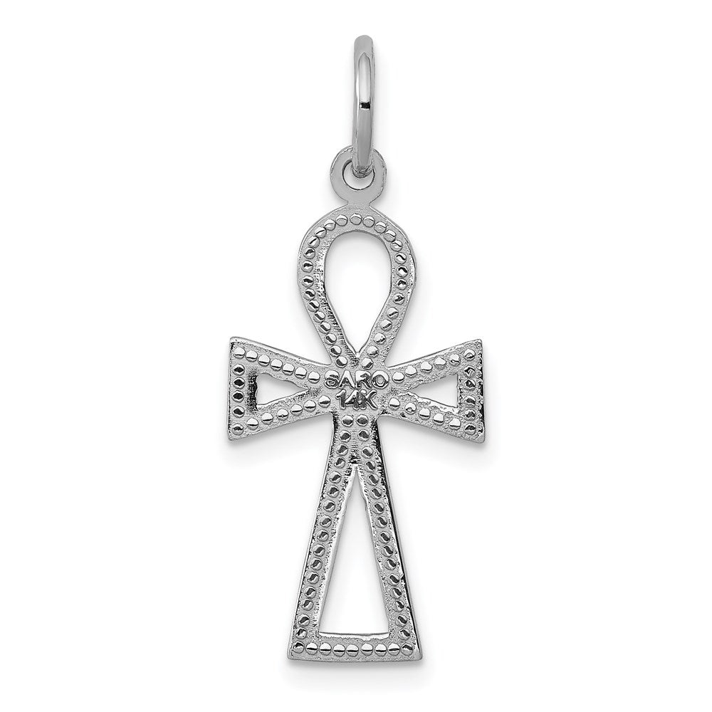 14k White Gold Ankh Cross Charm-CH141