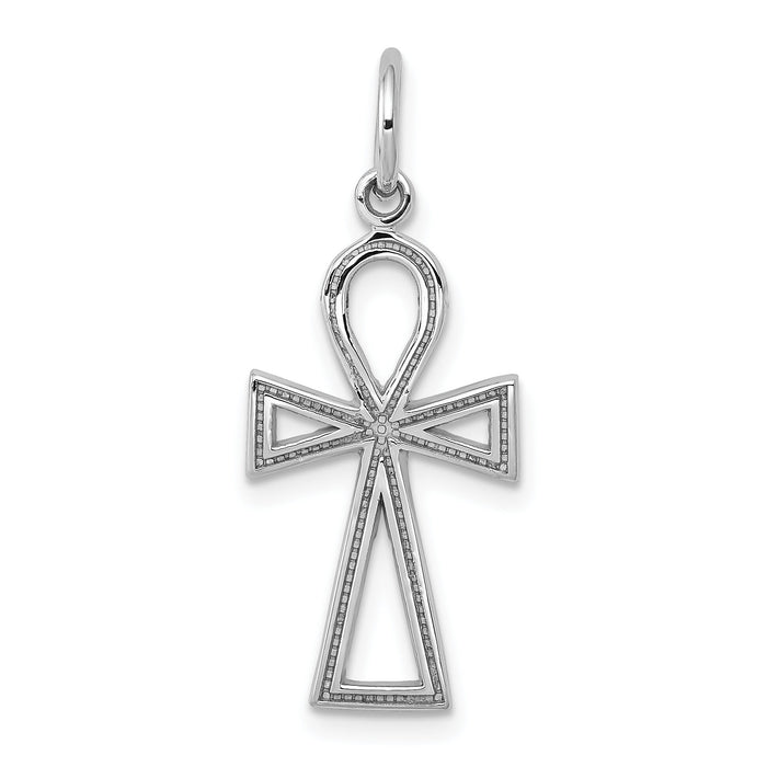 14k White Gold Ankh Cross Charm-CH141