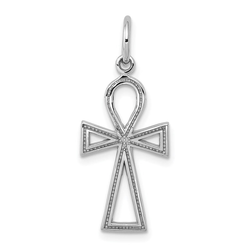 14k White Gold Ankh Cross Charm-CH141