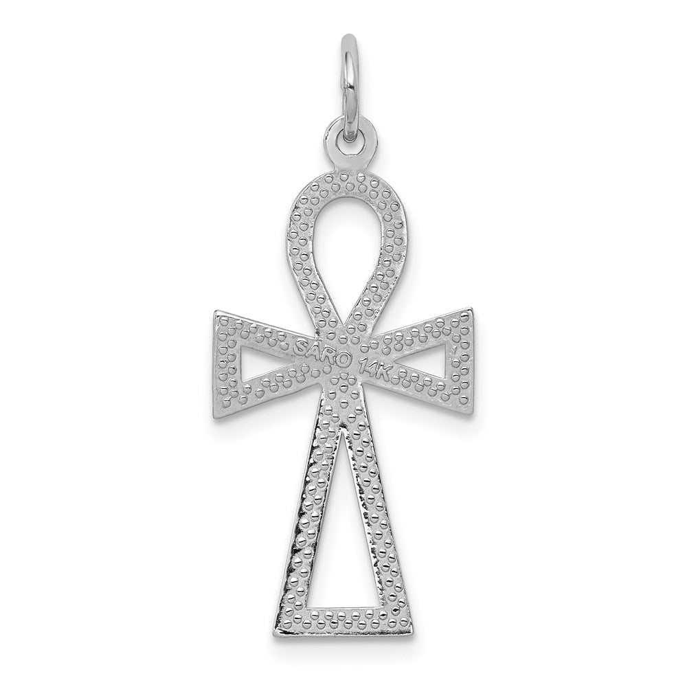 14k White Gold Ankh Cross Pendant-CH142