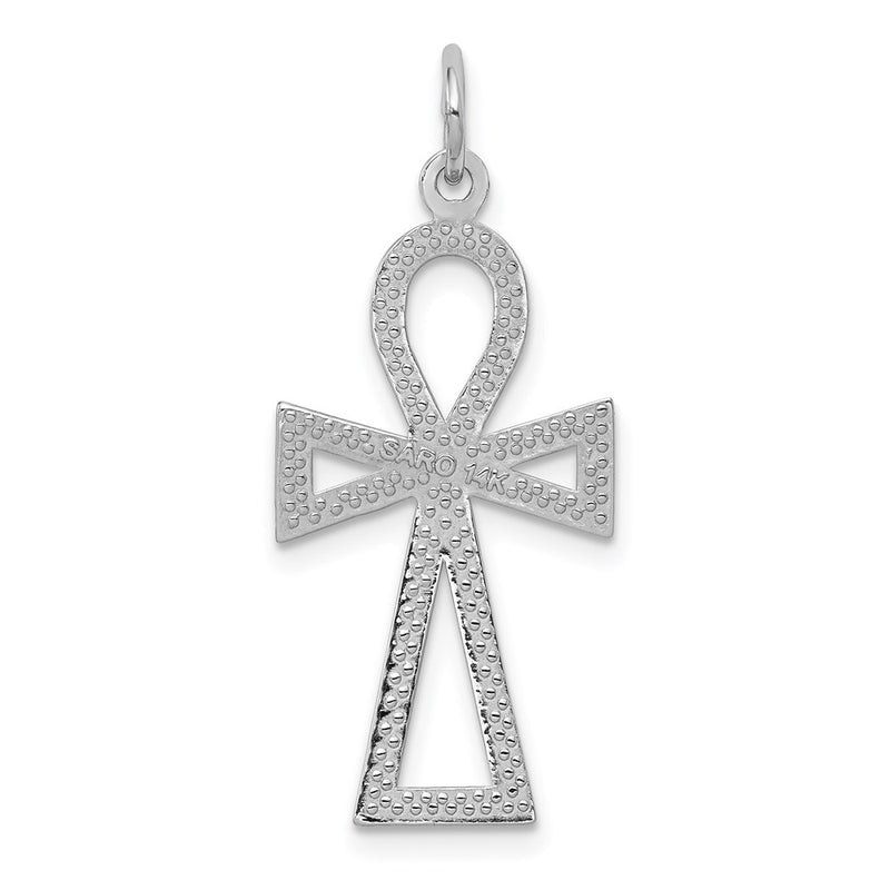 14k White Gold Ankh Cross Pendant-CH142