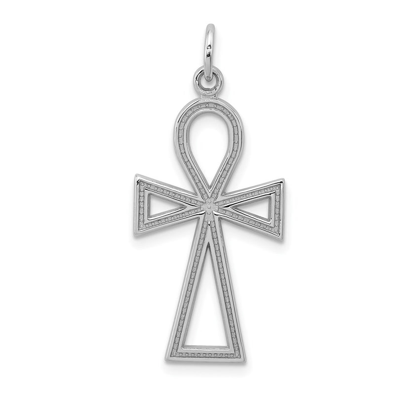 14k White Gold Ankh Cross Pendant-CH142