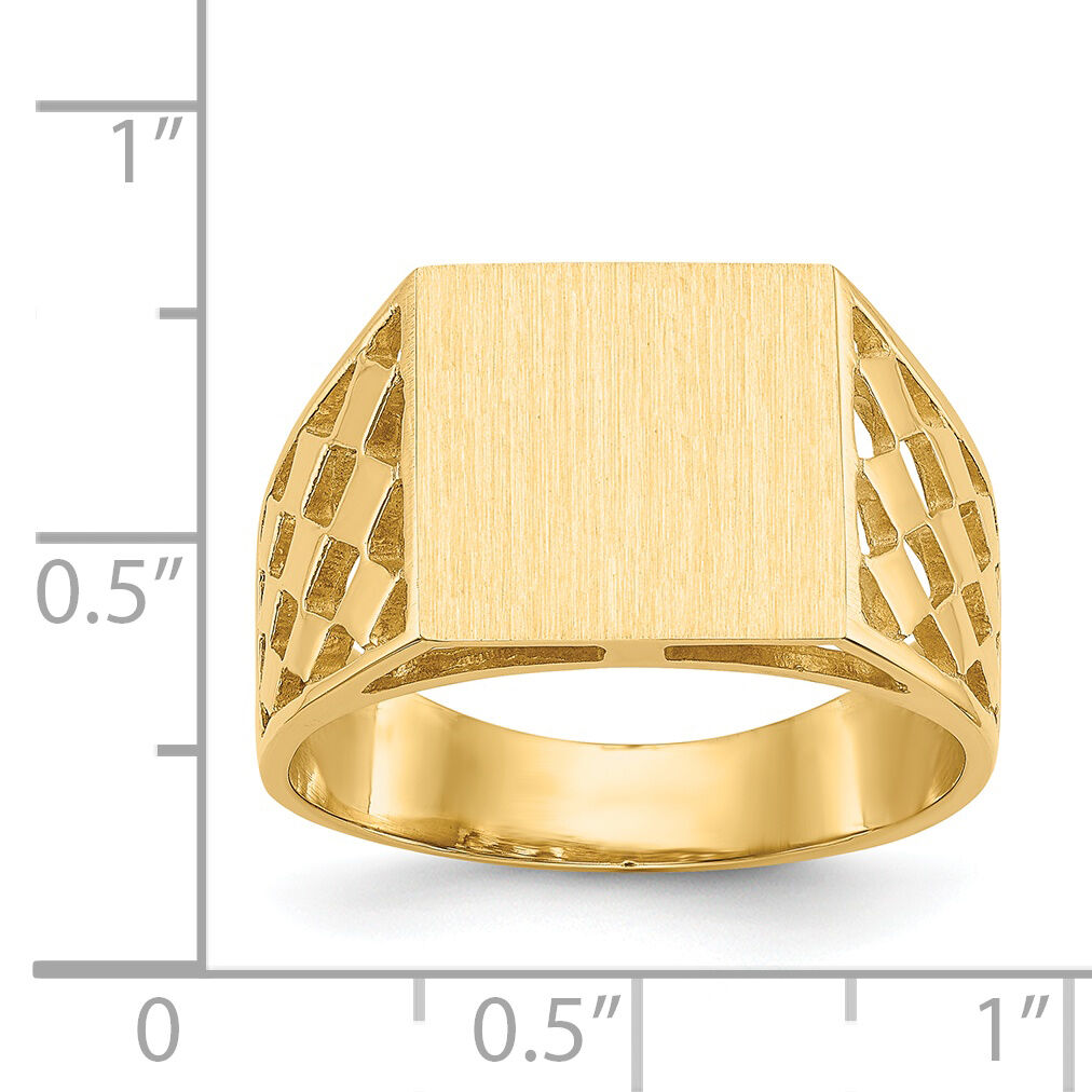 14k 12.5x12.0mm Open Back Mens Signet Ring-CH163