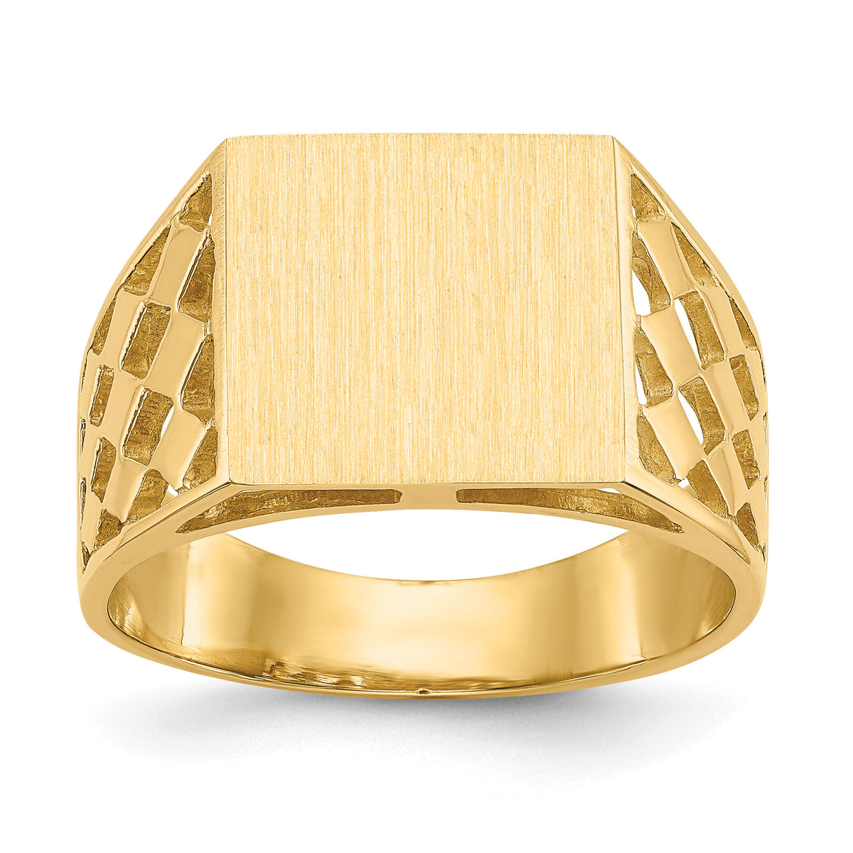 14k 12.5x12.0mm Open Back Mens Signet Ring-CH163