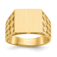 14k 12.5x12.0mm Open Back Mens Signet Ring-CH163