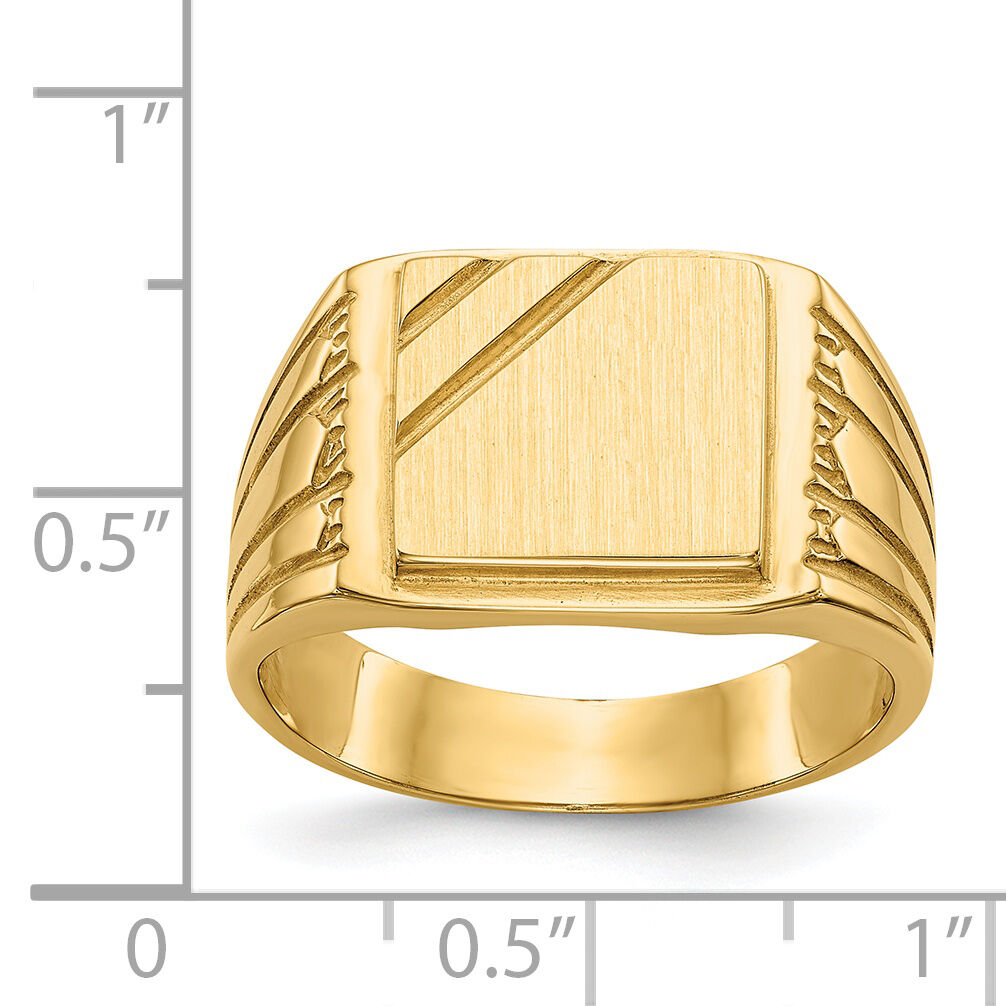 14k 11.5x11.0mm Open Back Mens Signet Ring-CH164