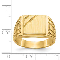14k 11.5x11.0mm Open Back Mens Signet Ring-CH164