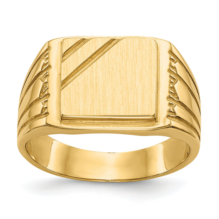 14k 11.5x11.0mm Open Back Mens Signet Ring-CH164