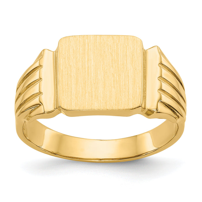 14k 10.5x10.5mm Open Back Mens Signet Ring-CH171