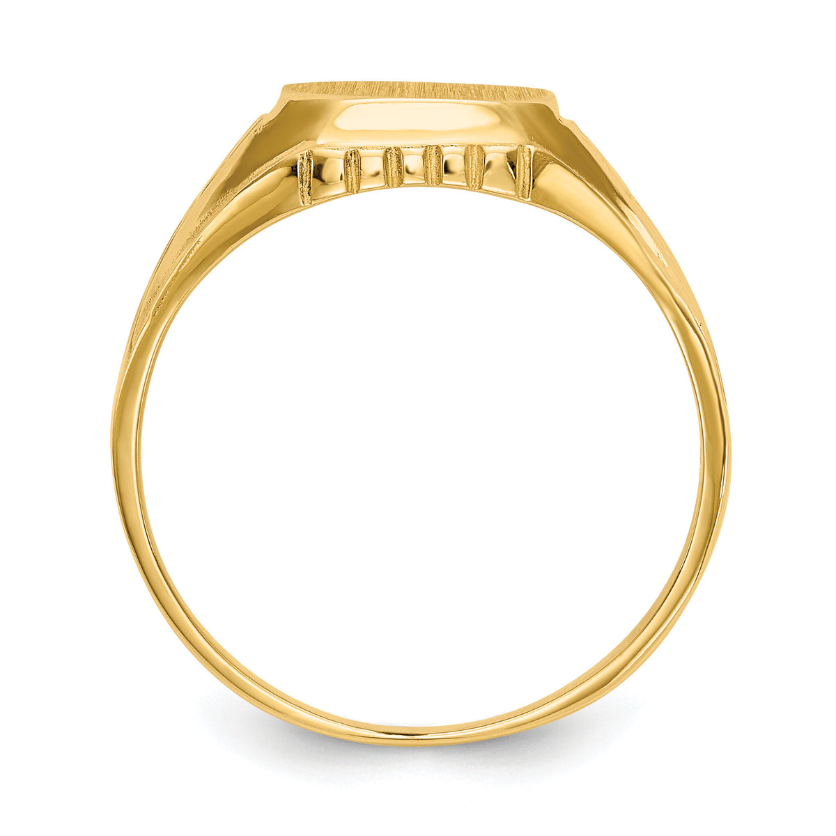 14k 9.0x9.0mm Open Back Floral Signet Ring-CH183
