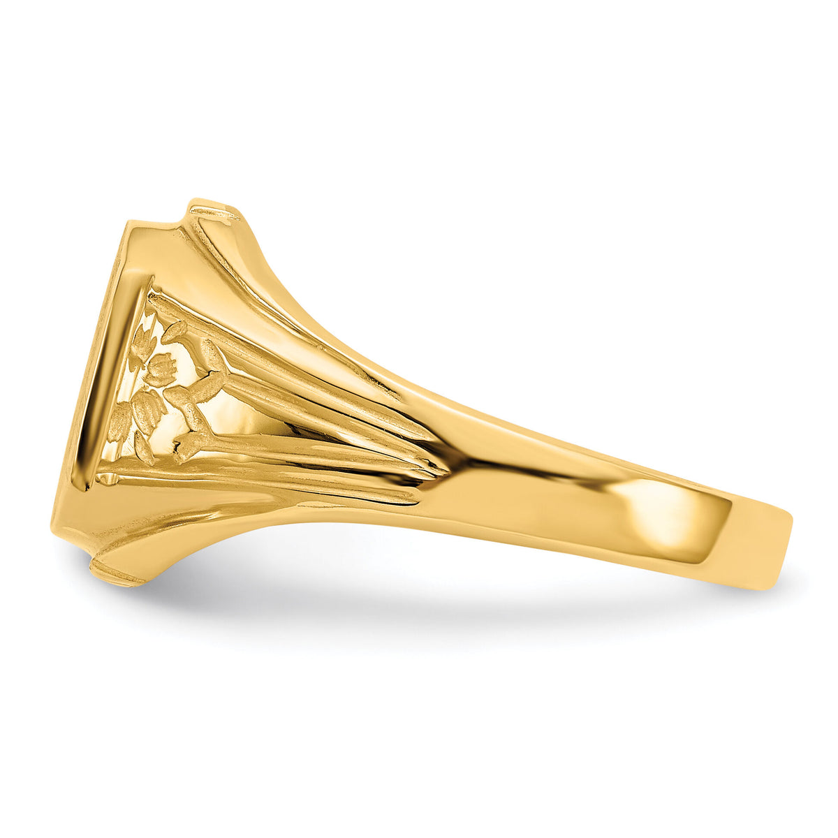14k 9.0x9.0mm Open Back Floral Signet Ring-CH183