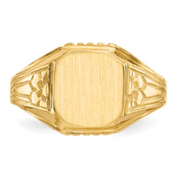 14k 9.0x9.0mm Open Back Floral Signet Ring-CH183