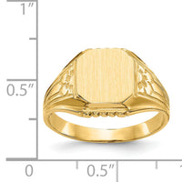 14k 9.0x9.0mm Open Back Floral Signet Ring-CH183