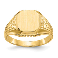 14k 9.0x9.0mm Open Back Floral Signet Ring-CH183