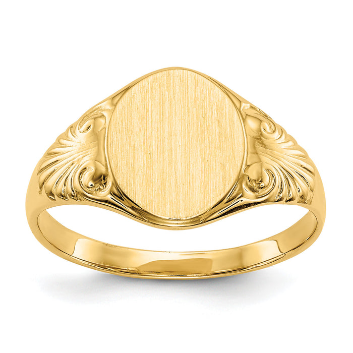 14kw 10.0x7.5mm Closed Back Signet Ring-CH194W