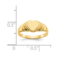 14k 6.75x6.75mm Closed Back Children's Heart Signet Ring-CH197