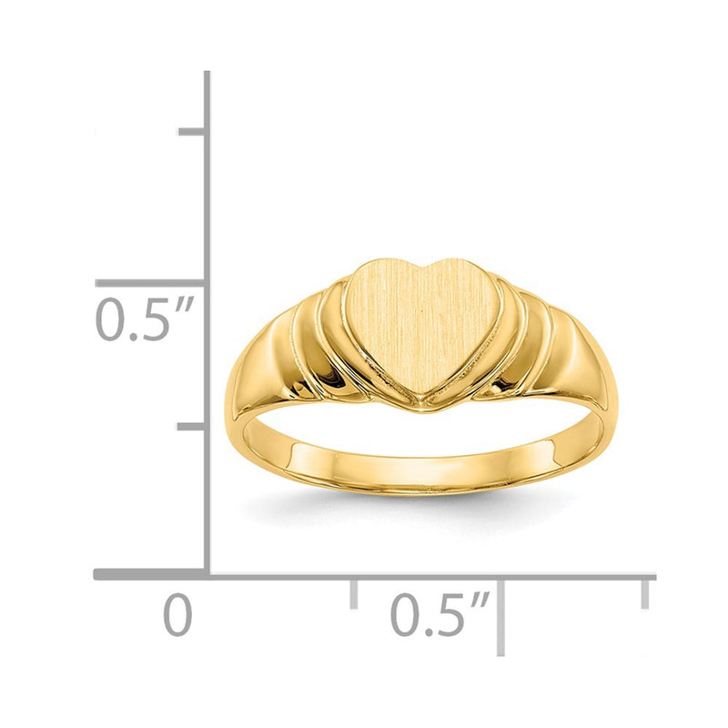 14k 6.75x6.75mm Closed Back Children's Heart Signet Ring-CH197