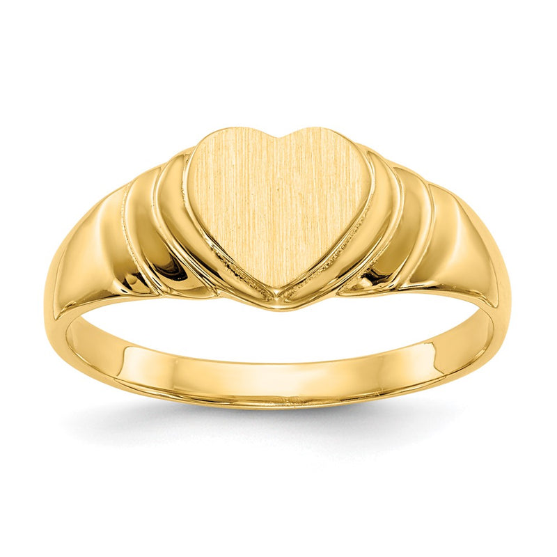 14k 6.75x6.75mm Closed Back Children's Heart Signet Ring-CH197