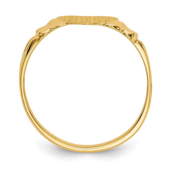 14k 8.0x8.5mm Closed Back Childs Heart Signet Ring-CH199