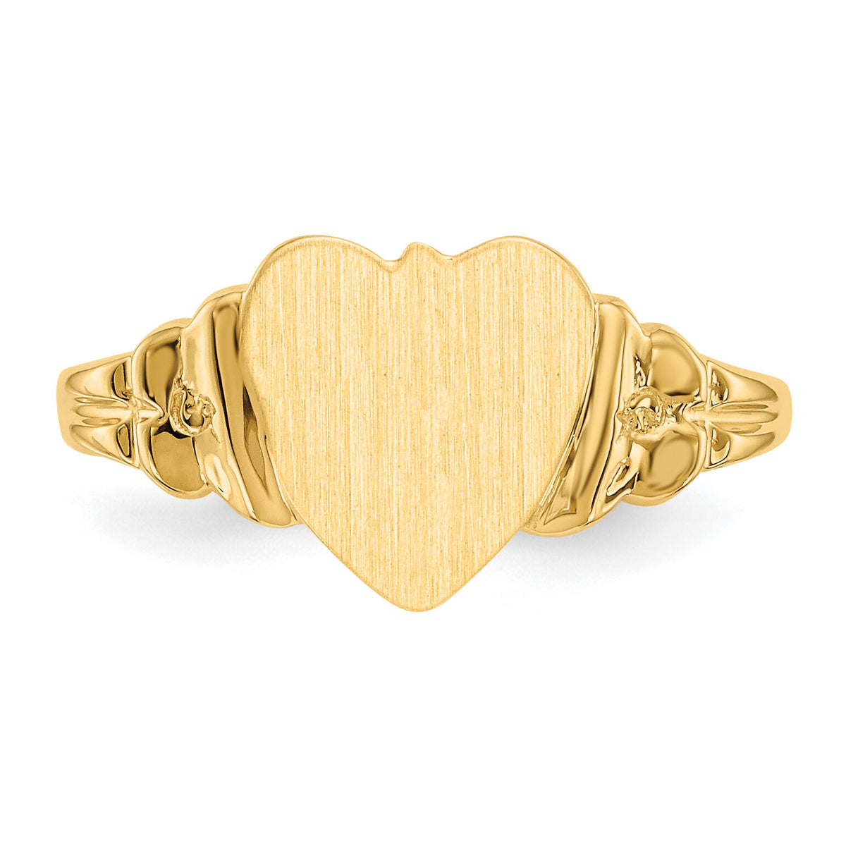 14k 8.0x8.5mm Closed Back Childs Heart Signet Ring-CH199