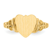 14k 8.0x8.5mm Closed Back Childs Heart Signet Ring-CH199