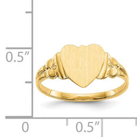 14k 8.0x8.5mm Closed Back Childs Heart Signet Ring-CH199