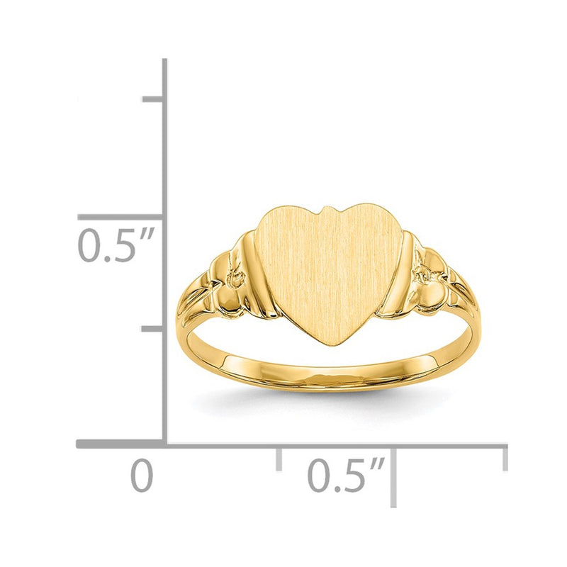 14k 8.0x8.5mm Closed Back Children's Heart Signet Ring-CH199