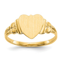 14k 8.0x8.5mm Closed Back Childs Heart Signet Ring-CH199