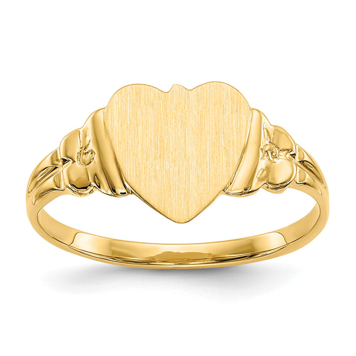 14k 8.0x8.5mm Closed Back Childs Heart Signet Ring-CH199