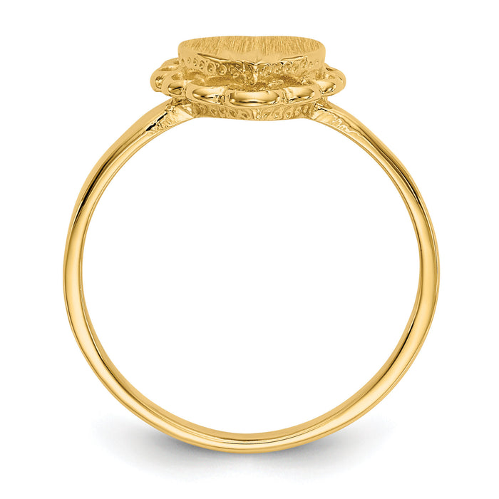 14k White Gold 6.5x7.0mm Open Back Heart Signet Ring-CH200W