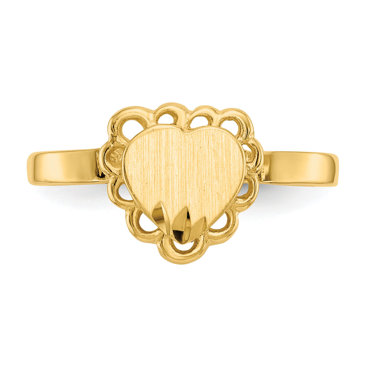 14k White Gold 6.5x7.0mm Open Back Heart Signet Ring-CH200W
