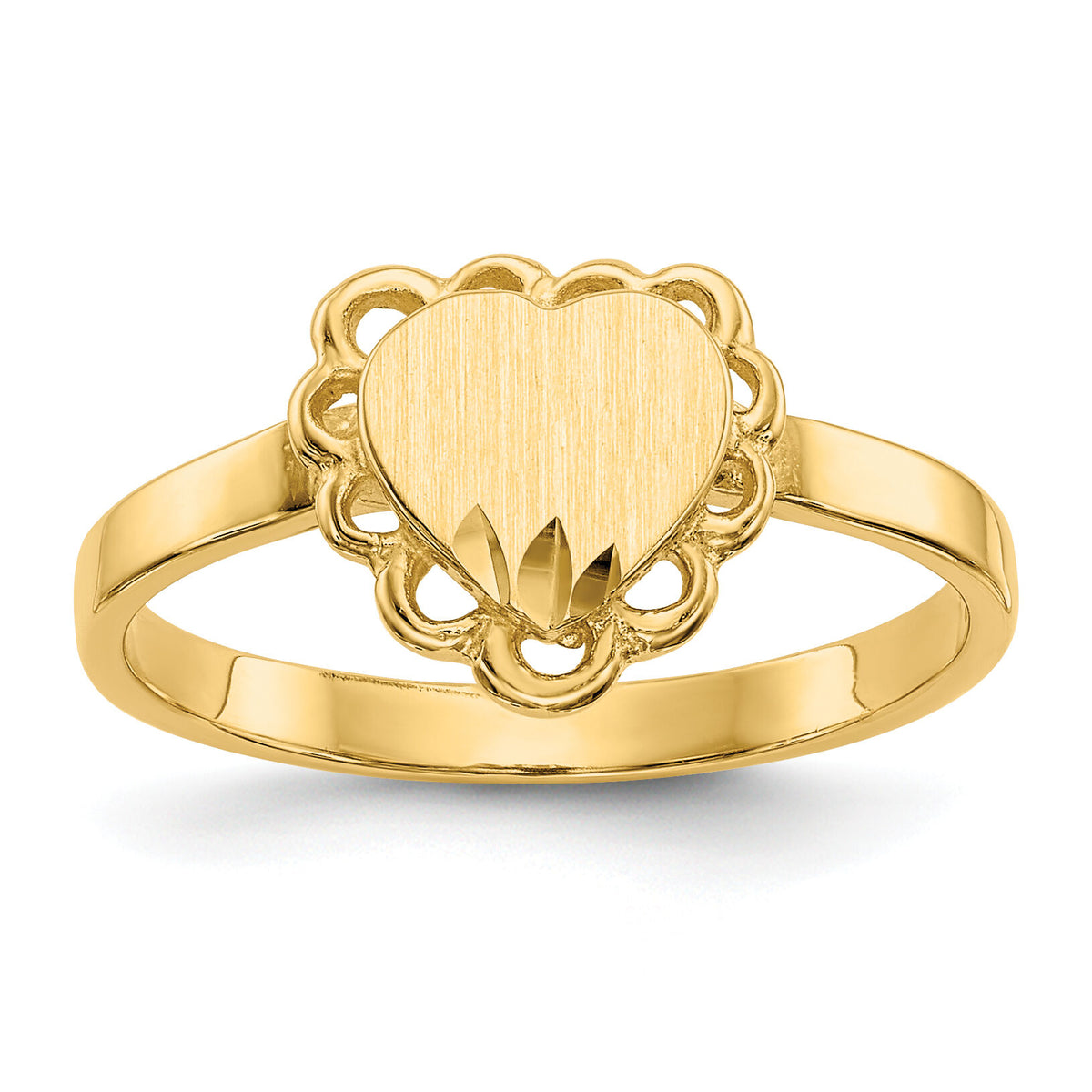 14k White Gold 6.5x7.0mm Open Back Heart Signet Ring-CH200W