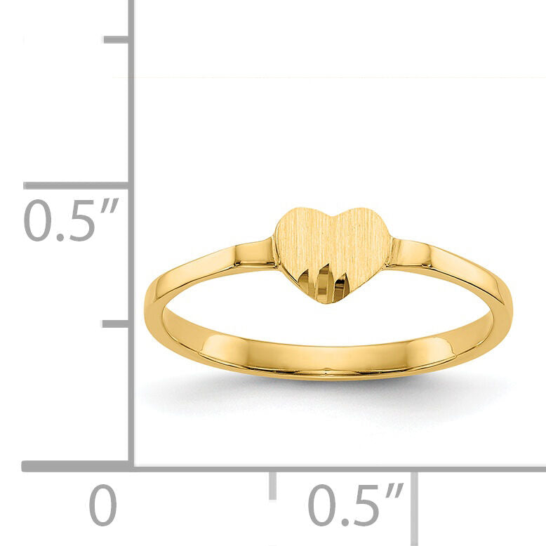 14k Diamond Cut Heart Signet Ring-CH201