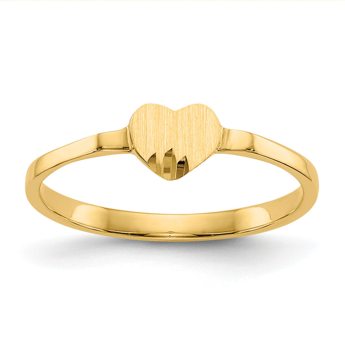 14k Diamond Cut Heart Signet Ring-CH201
