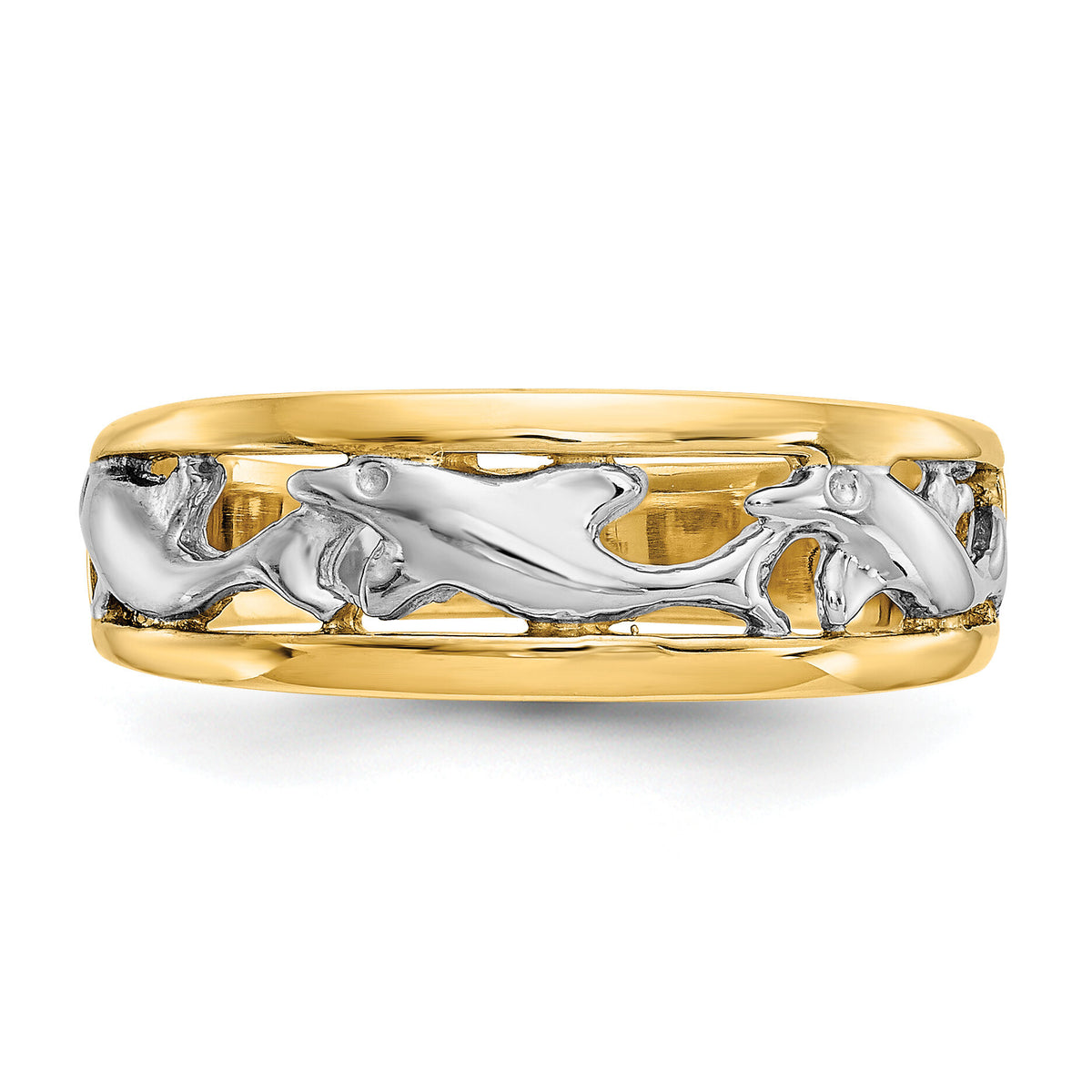 14k With Rhodium Dolphin Ring-CH217