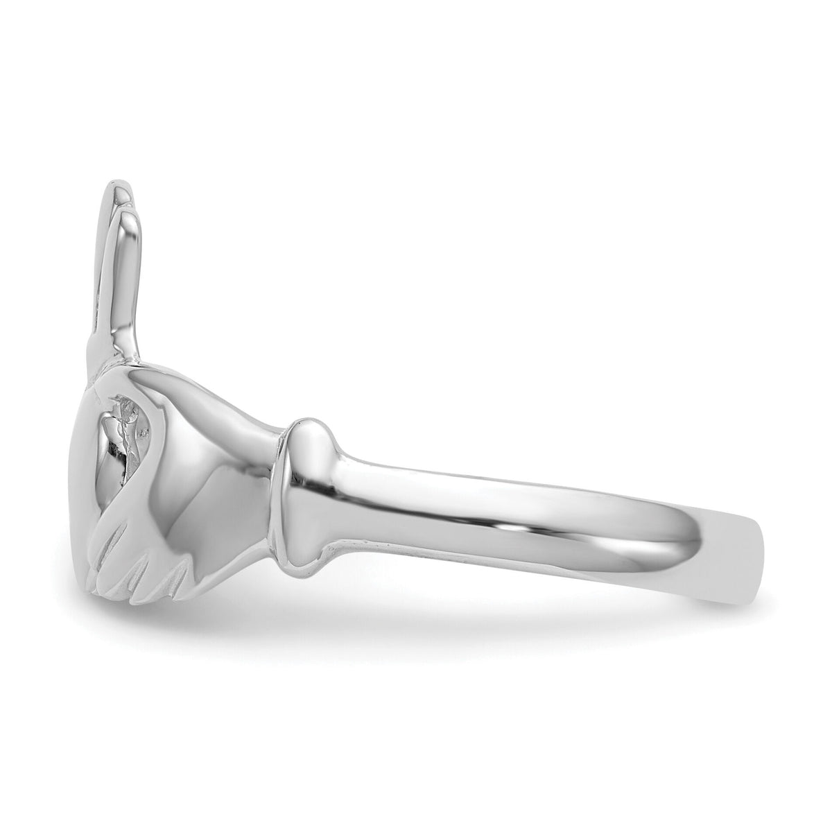 14k White Gold Polished Claddagh Ring-CH222