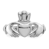 14k White Gold Polished Claddagh Ring-CH222