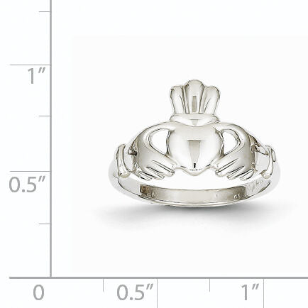 14k White Gold Polished Claddagh Ring-CH222