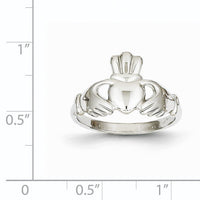 14k White Gold Polished Claddagh Ring-CH222