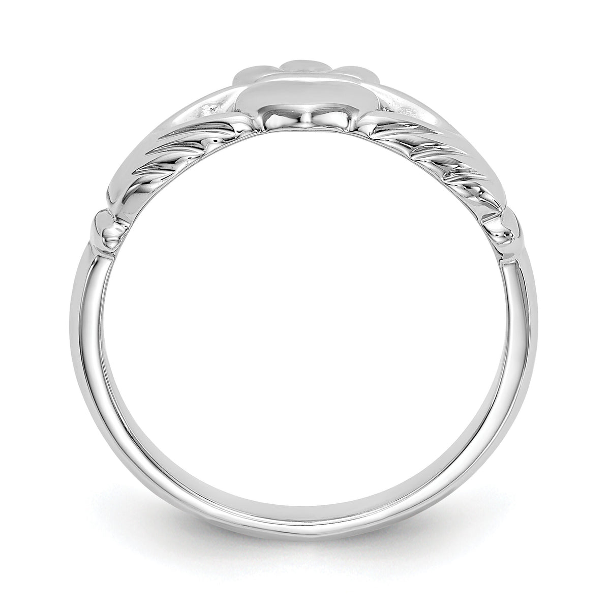 14k White Gold Polished Claddagh Ring-CH223