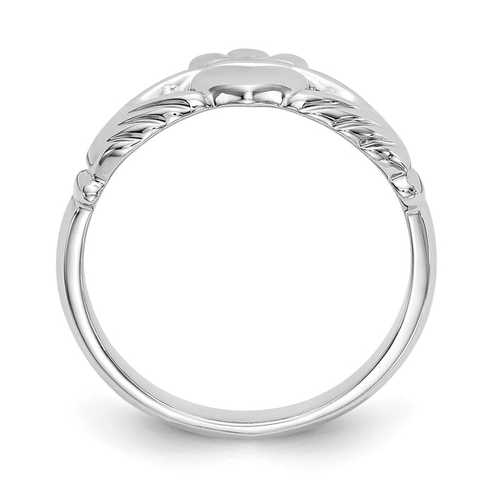 14k White Gold Polished Claddagh Ring-CH223