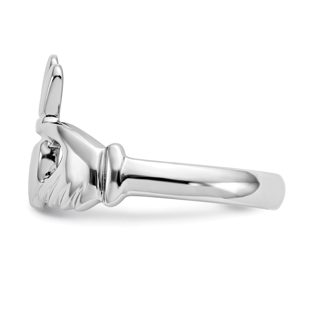14k White Gold Polished Claddagh Ring-CH223