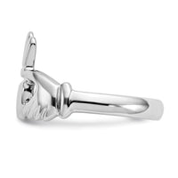 14k White Gold Polished Claddagh Ring-CH223