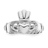 14k White Gold Polished Claddagh Ring-CH223